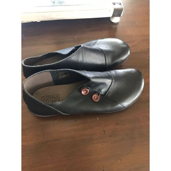 Suzana Izuno Womens 6 Flat Comfort Shoes Brazil Black Handmade Leather Round Toe - Picture 5 of 10